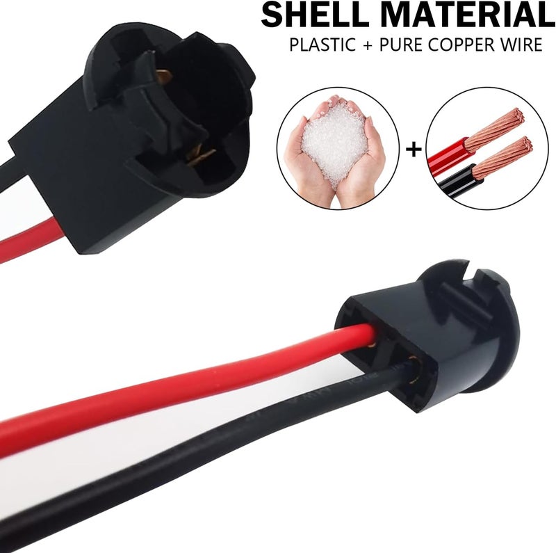 Zeathery T10 Bulb Socket with Wire Pigtail, Plastic + Pure Copper Parking Light License Plate Light Pre-Wired Connector, Bulb Plug Adapter, Universal for Most Car Models (Multicolored) - Image 5